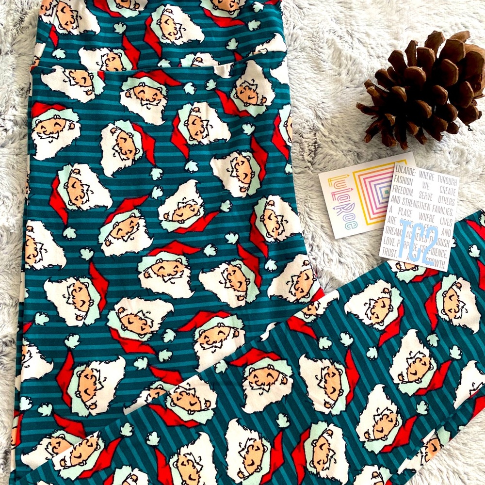 LulaRoe Santa green stripes TC2 leggings